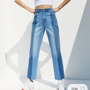 High waisted straight leg jeans